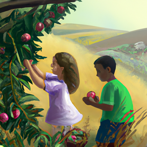 ילדים קוטפים פירות טריים ממטע בגליל